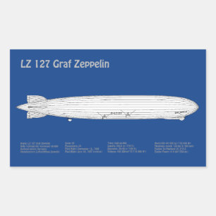 LZ 127 Graf Zeppelin - Planer för flygplansavtryck Rektangulärt Klistermärke