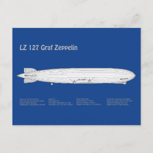 LZ 127 Graf Zeppelin - Planer för flygplansavtryck Vykort