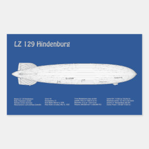 LZ 129 Hindenburg - Planer för flygplansavtryck AB Rektangulärt Klistermärke
