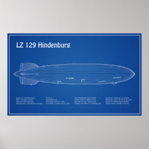 LZ 129 Hindenburg - Planer för flygplansavtryck AD Poster