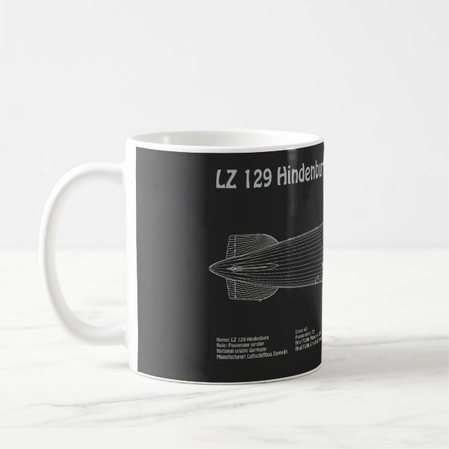 LZ 129 Hindenburg - Planer för flygplansavtryck PD Kaffemugg (Vänster)