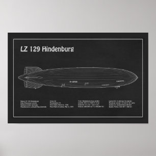 LZ 129 Hindenburg - Planer för flygplansavtryck PD Poster