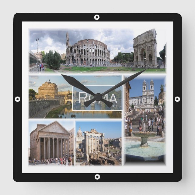 LZO006 ROME, Mosaic, Lazio, Italien Fyrkantig Klocka (Framsida)