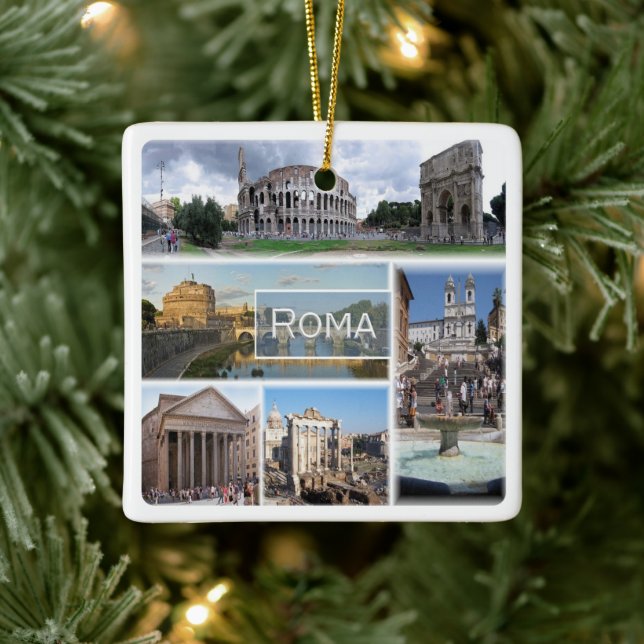 LZO006 ROME, Mosaic, Lazio, Italien Julgransprydnad Keramik (Träd)