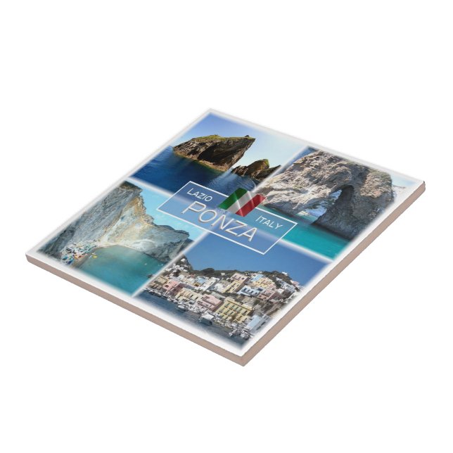 LZO019 PONZA, Mosaic, Latium, Italien Kakelplatta (Sidan)