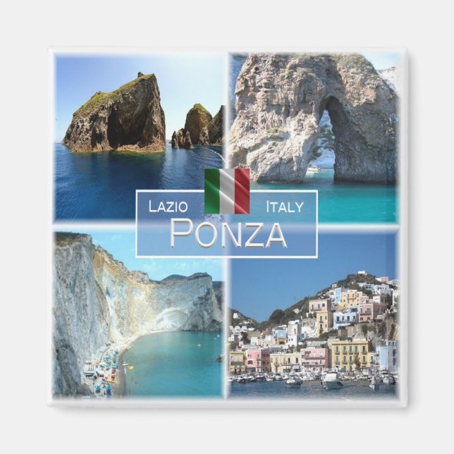 LZO019 PONZA, Mosaic, Lazio, Italien, Fridge Magnet (Framsidan)