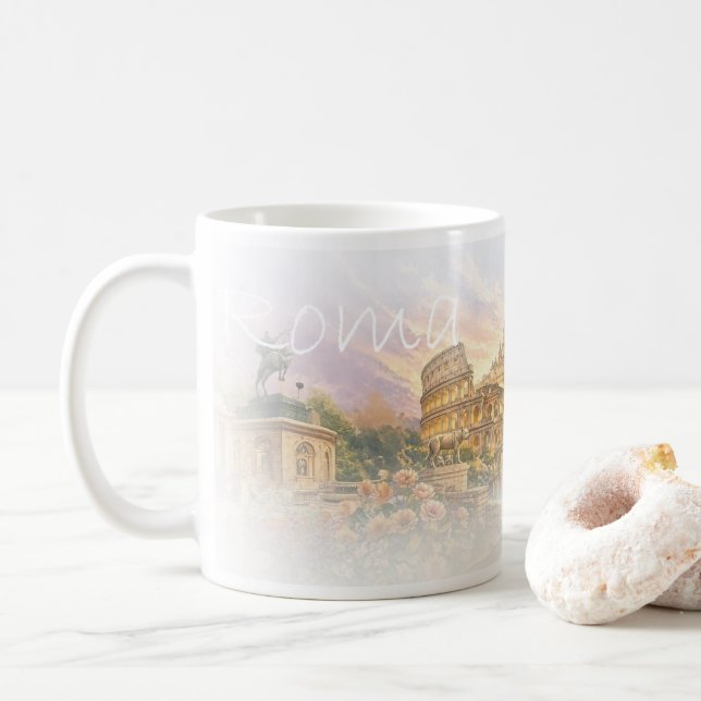 LZO01A mosaik av ROME, Lazio, Italien, Kaffe kopp (Med munk)