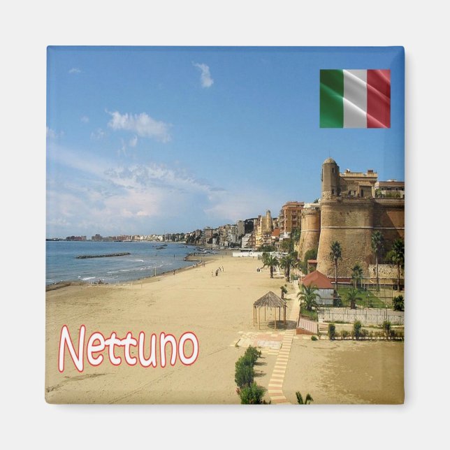 LZO027 NETTUNO Kusten, Lazio, Italien, Fridge Magnet (Framsidan)