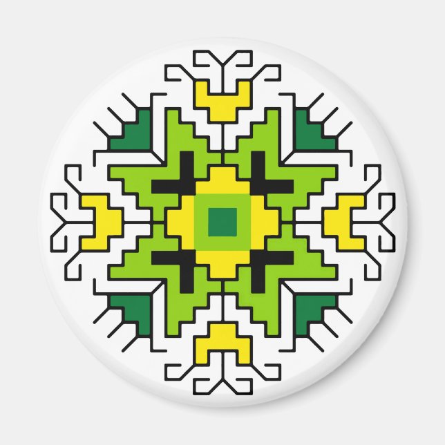 M0014 Magnet bulgarisk folkmotif shevitsa-grönt (Framsidan)