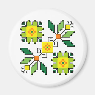 M0024 Magnet bulgarisk folkmotif shevitsa-grönt