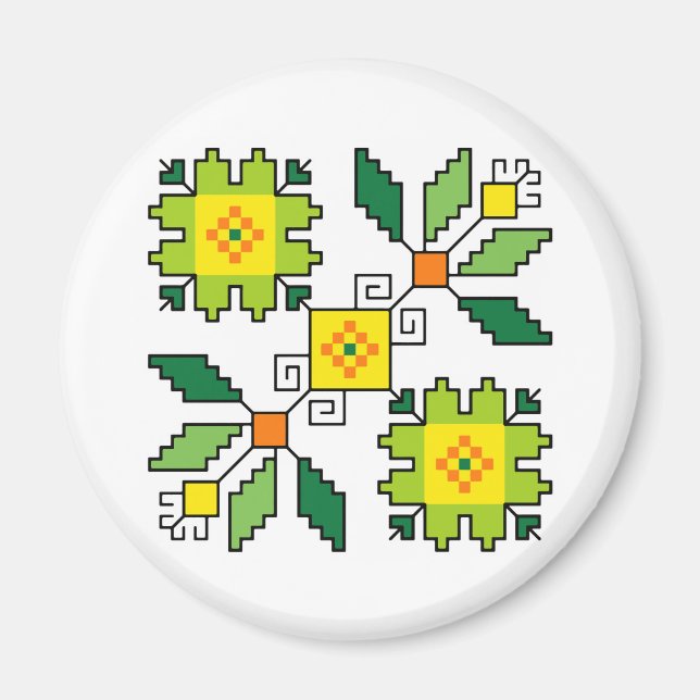 M0024 Magnet bulgarisk folkmotif shevitsa-grönt (Framsidan)