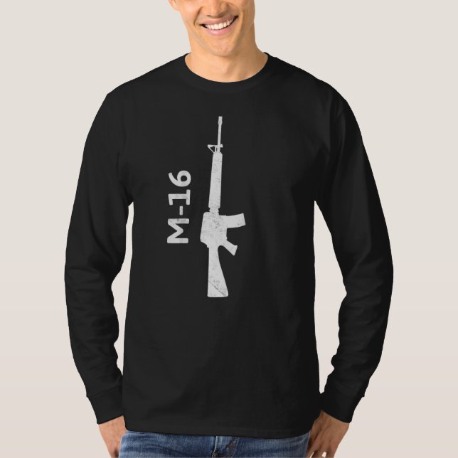 M16 Militär Gun Rifle 2:a ändringen Ar15 Firearm T Shirt (Framsida)