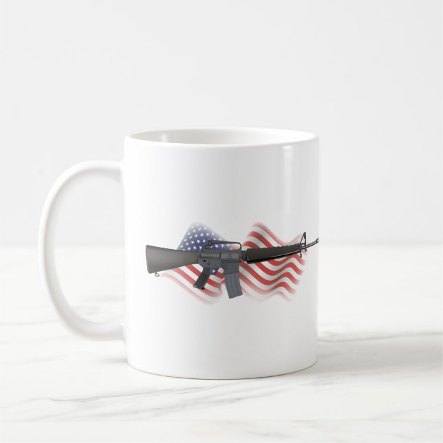 M16 Rifle med US-Flagga Kaffemugg (Vänster)