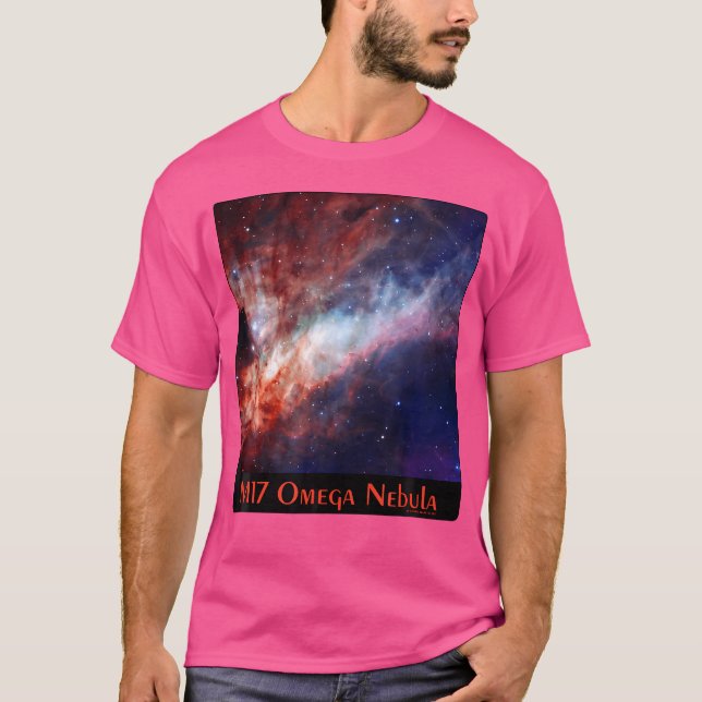 M17 Omega Nebula Messier Object 17 Space Astronomy T Shirt (Framsida)