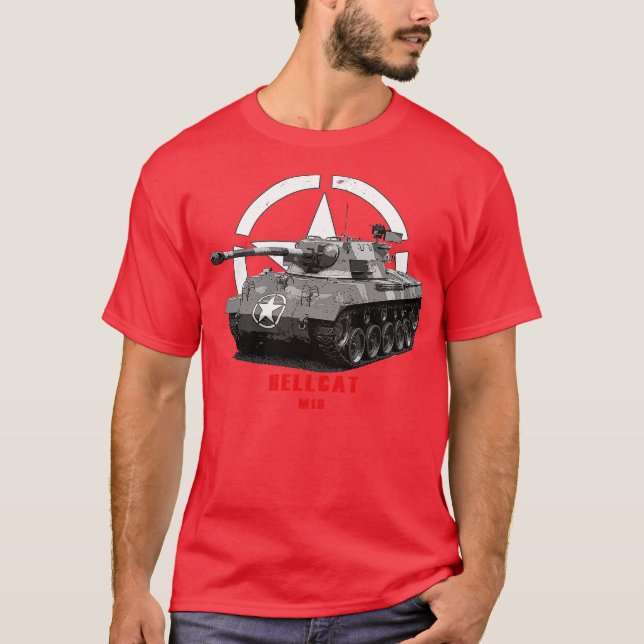 M18 Hellcat Military tank WW2 T Shirt (Framsida)