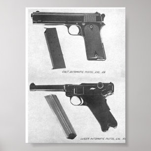 m1911 vs. pistol för Luger P08 Poster