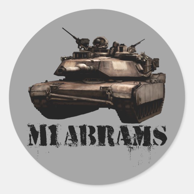 M1 Abrams Runt Klistermärke (Framsida)