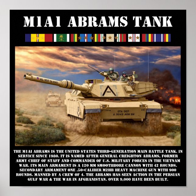 M1A1 Battle Tank Skriv ut Poster (Framsidan)