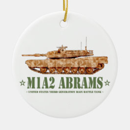M1A2 Abrams US MBT-stridsvagn Desert Storm-veteran Julgransprydnad Keramik
