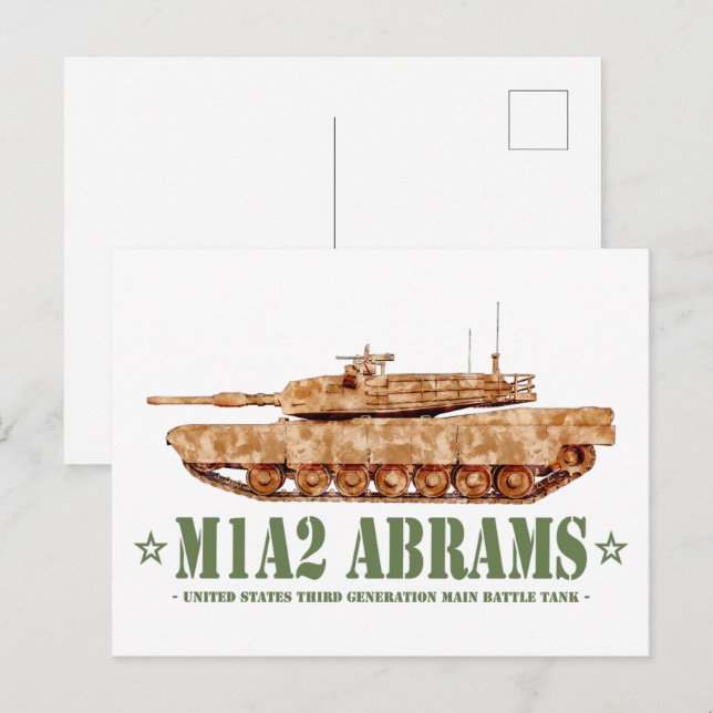 M1A2 Abrams US MBT Tank Desert Storm Veteran Vykort (Fram/baksida)