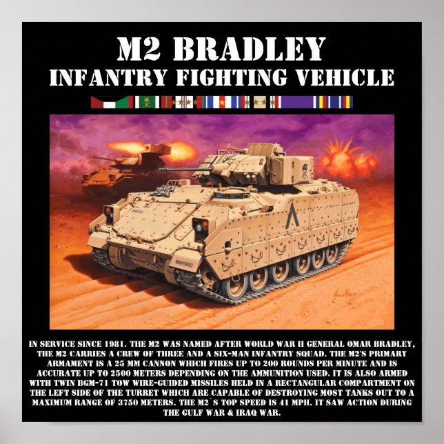 M2 Bradley Infantry Fighting Fordon Print Poster (Framsidan)