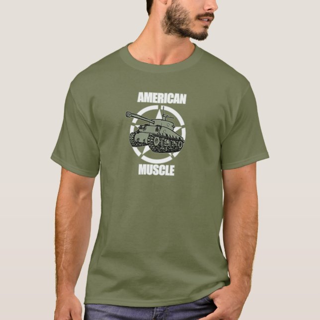 M4 Sherman American Tank T Shirt (Framsida)