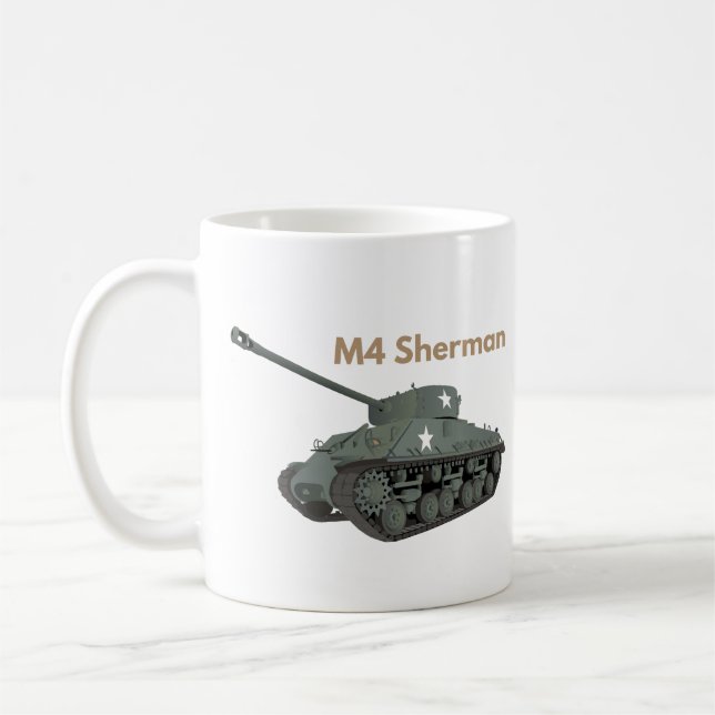 M4 Sherman American WW2-Tank Kaffemugg (Vänster)