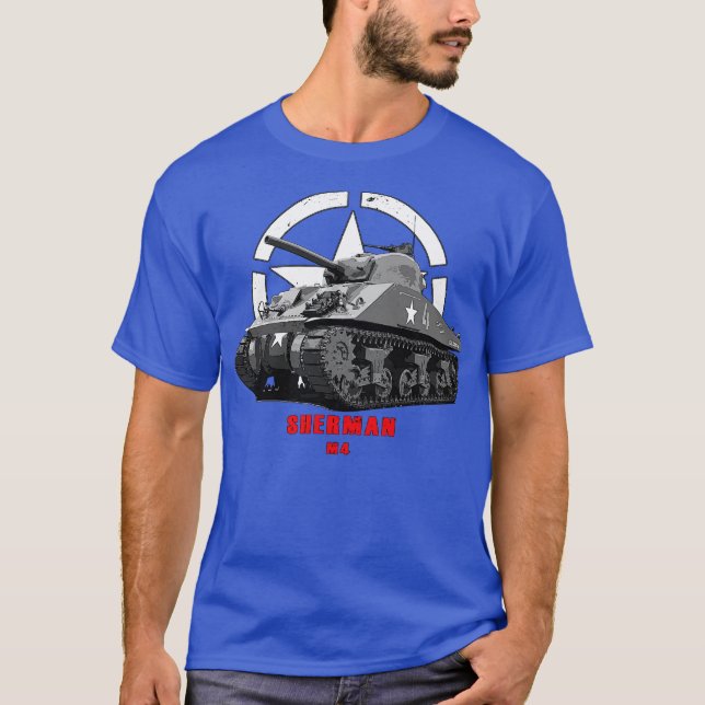 M4 Sherman Militär tank WW2 T Shirt (Framsida)