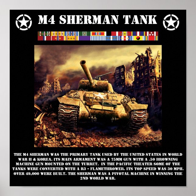 M4 Sherman Tank Print Poster (Framsidan)