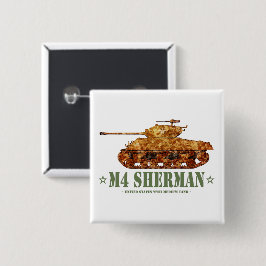 M4 Sherman Världskrig Two American Medium Tank WWI Knapp