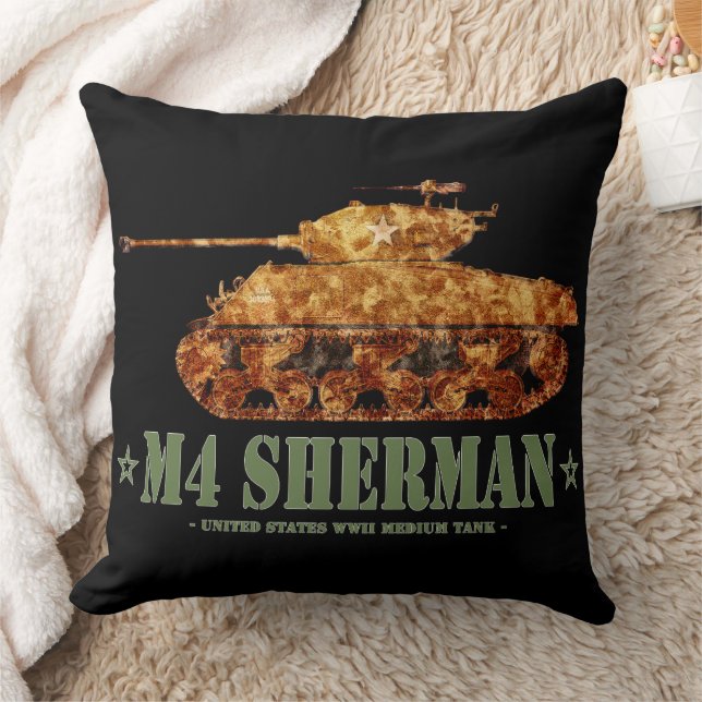 M4 Sherman Världskrig Two American Medium Tank WWI Kudde (Filt)