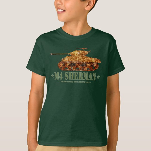 M4 Sherman Världskrig Two American Medium Tank WWI T Shirt (Framsida)