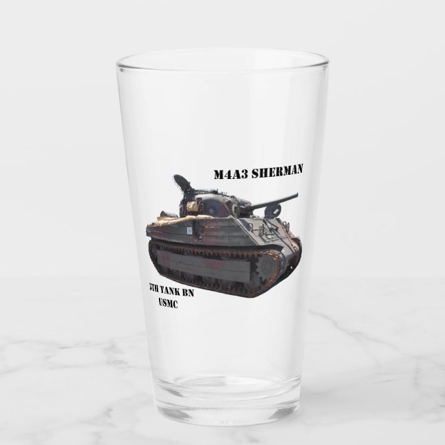 M4A3 Sherman tank "Iwo Jima" efterlevande pint gla Glaskopp (Framsida)