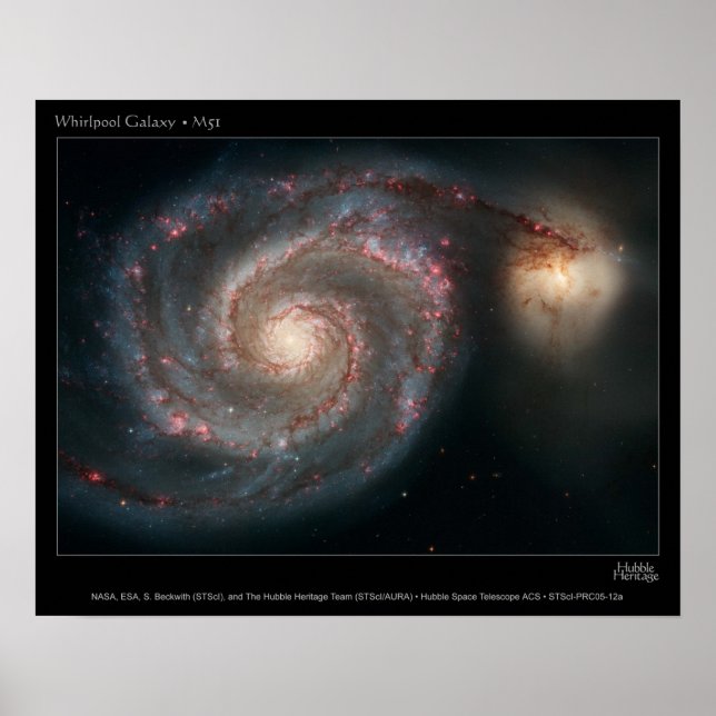 M51 Whirlpool- och komplementgalaxer Poster (Framsidan)