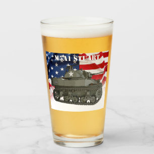 M5A1 Stuart w/American flagga bakgrundspennglas Glaskopp