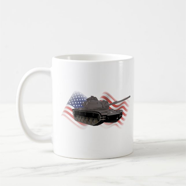 M60 American Battle Tank med amerikansk Flagga Kaffemugg (Vänster)