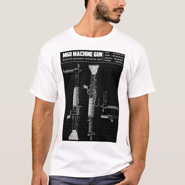 M60 MASKIN-GUN-DIAGRAM T SHIRT (Framsida)