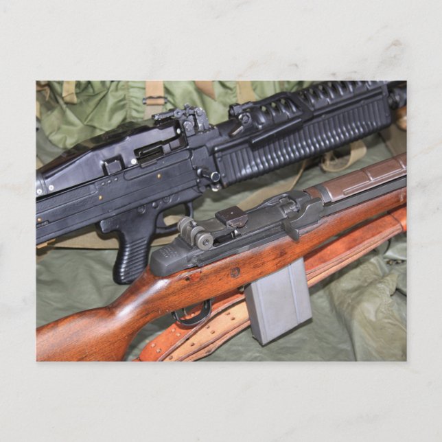M60 MG & M14 Rifle Side by Side Vykort (Framsida)