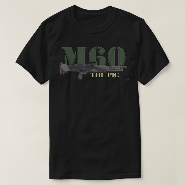 M60 Military Machine Gun American Flag Graphic   T Shirt (Design framsida)