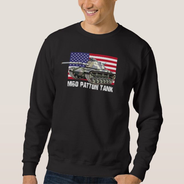M60 Patton Tank American USA flagga Lång Ärmad Tröja (Framsida)