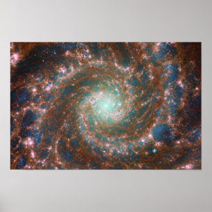 M74 Spiral Galaxy   628 NGC   Hubble & JWST Poster