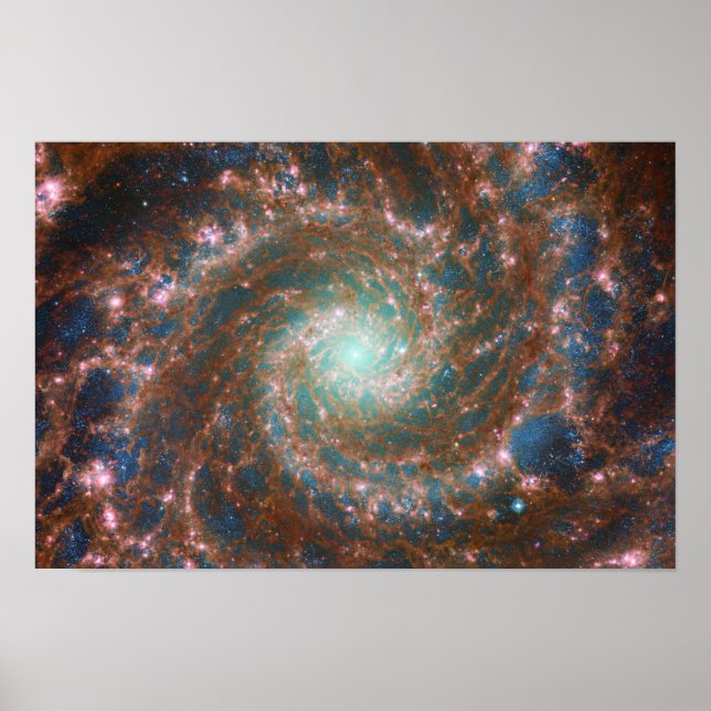 M74 Spiral Galaxy | 628 NGC | Hubble & JWST Poster (Framsidan)