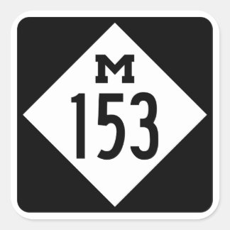 M-153 Ford Road Michigan Hwy Sign Square Sticker Fyrkantigt Klistermärke