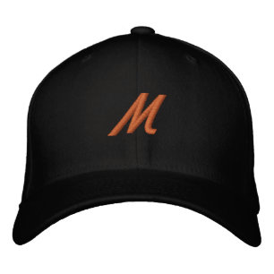 M Alfabet Monogram Initial Flexfit Ullhatt L XL Broderad Keps