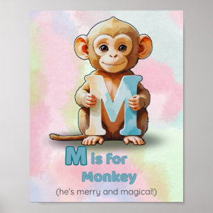 M är för apa - Poster av akut alfabet från djur