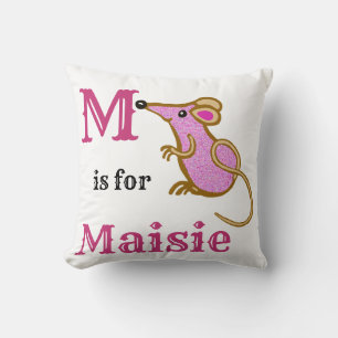 M är för Maisie lilla flicka Kudde