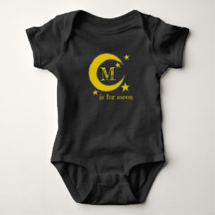 M är för Måne Gult Crescent Night Himlar Stars ABC T Shirt
