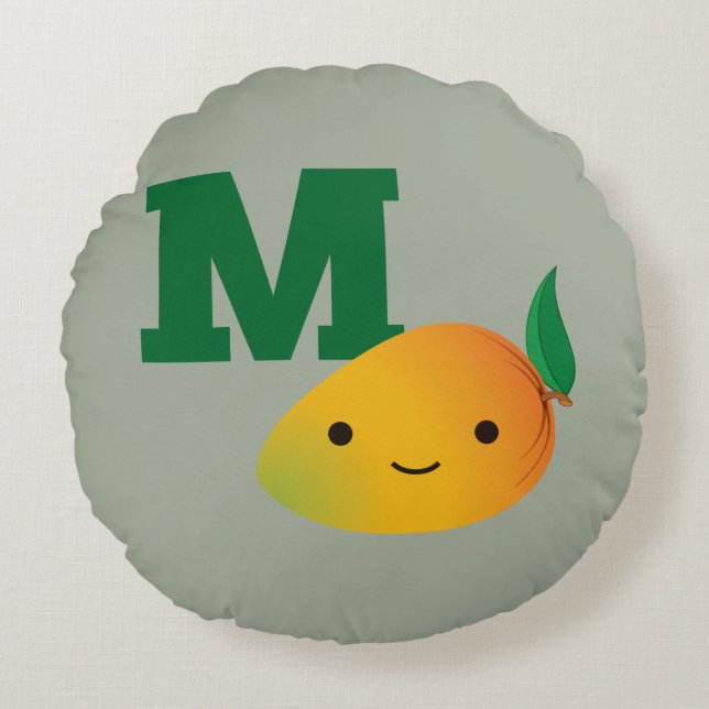 M är för Mango Rund Kudde (Framsidan)