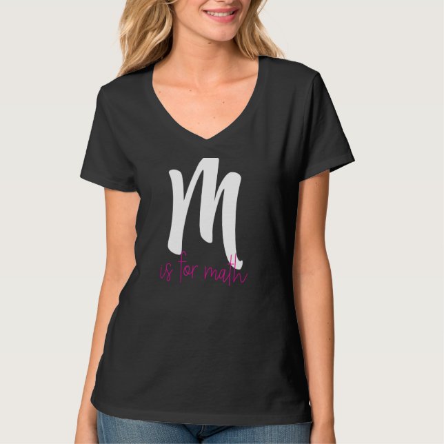 M är för Math Cute School Math Lärare T Shirt (Framsida)