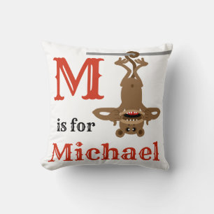 M är för Michael baby pojke Kudde